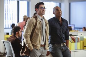 Supergirl -- "The Adventures Of Supergirl" -- Image SPG201b_0149 -- Pictured (L_R) Tyler Hoechlin as Clark and Mehcad Brooks as James Olsen -- Photo: Bettina Strauss/The CW -- ÃÂ© 2016 The CW Network, LLC. All Rights Reserved