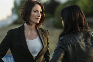 Supergirl -- "Welcome to Earth" -- Image SPG203b_0190 -- Pictured (L-R): Chyler Leigh as Alex Danvers and Floriana Lima as Maggie Sawyer -- Photo: Bettina Strauss/The CW -- ÃÂ© 2016 The CW Network, LLC. All Rights Reserved