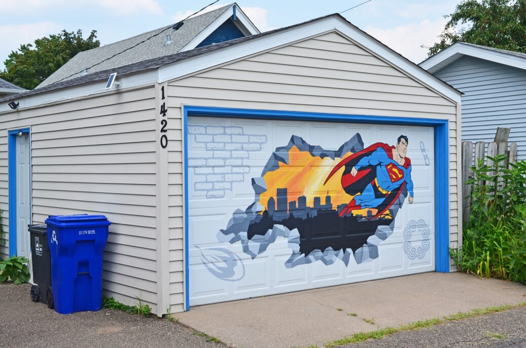 Mural de puerta de garaje de Superman